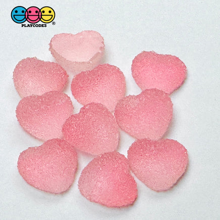 Gummy Translucent Pink Hearts Valentine’s Day Flatback Cabochons Decoden Charm 10 Pcs