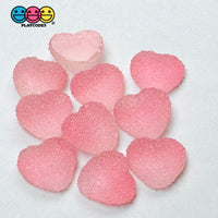 Gummy Translucent Pink Hearts Valentine’s Day Flatback Cabochons Decoden Charm 10 Pcs