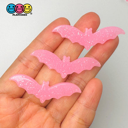 Halloween Black Pink Glitter Bat Holiday Flatback Cabochons Decoden Charm 10 Pcs