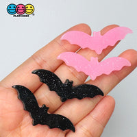 Halloween Black Pink Glitter Bat Holiday Flatback Cabochons Decoden Charm 10 Pcs