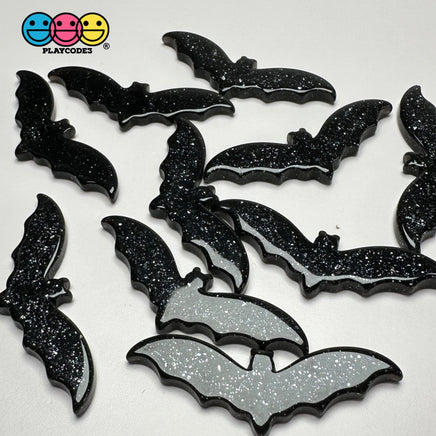 Halloween Black Glitter Bat Holiday Flatback Cabochons Decoden Charm 10 Pcs Playcode3 Llc