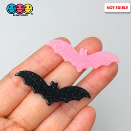 Halloween Black Pink Glitter Bat Holiday Flatback Cabochons Decoden Charm 10 Pcs