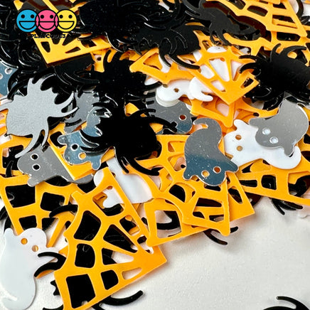 Halloween Ghost Spider Web Orang Black Spooky Glitter Plastic Decoden Table Funfetti