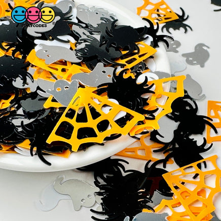 Halloween Ghost Spider Web Orang Black Spooky Glitter Plastic Decoden Table Funfetti