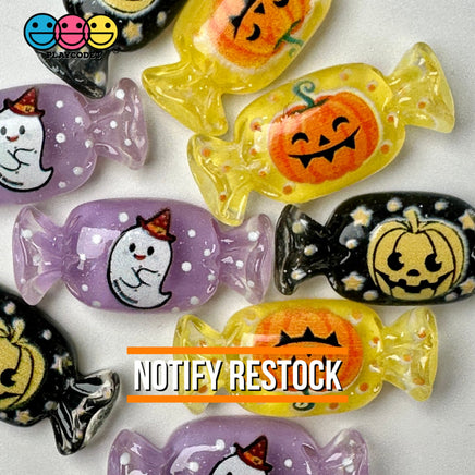 Halloween Holiday Fake Candy Spooky Kawaii Pumpkin Ghost Charm Flat Back Cabochons Decoden Slime