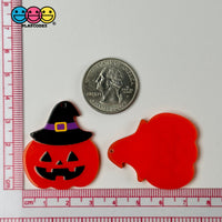 Halloween Holiday Pumpkin Witch Hat Jack O Lantern Charm With Hole Flat Back Cabochons Decoden 10