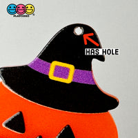 Halloween Holiday Pumpkin Witch Hat Jack O Lantern Charm With Hole Flat Back Cabochons Decoden 10