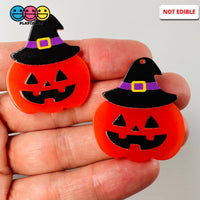 Halloween Holiday Pumpkin Witch Hat Jack O Lantern Charm With Hole Flat Back Cabochons Decoden 10