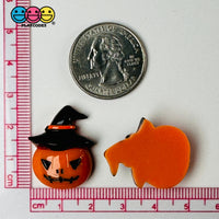 Halloween Jack-O-Lantern Hat Pumpkin Orange Black Charm Flat Back Cabochons Decoden 10 Pcs Playcode3