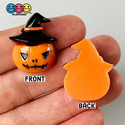 Halloween Jack-O-Lantern Hat Pumpkin Orange Black Charm Flat Back Cabochons Decoden 10 Pcs Playcode3