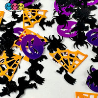 Halloween Jack-O-Lanterns Spider Web Witch Orang Black Purple Spooky Glitter Plastic Decoden Table