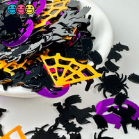 Halloween Jack-O-Lanterns Spider Web Witch Orang Black Purple Spooky Glitter Plastic Decoden Table