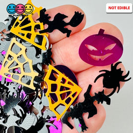 Halloween Jack-O-Lanterns Spider Web Witch Orang Black Purple Spooky Glitter Plastic Decoden Table