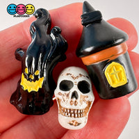 Halloween Miniature Skull Head Ghost Tree Haunted House 3D Holiday 4Pcs Cabochons Decoden Charm 10