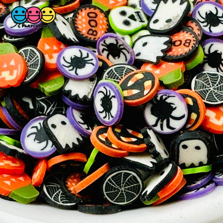 Halloween Mix Ghost Spiders Jack-O-Lanterns Ghouls And Candy Corn Fake Clay Sprinkles Decoden Fimo