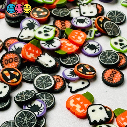 Halloween Mix Ghost Spiders Jack-O-Lanterns Ghouls And Candy Corn Fake Clay Sprinkles Decoden Fimo