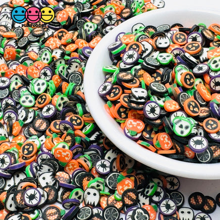 Halloween Mix Ghost Spiders Jack-O-Lanterns Boo Ghouls and Candy Corn Fake Clay Sprinkles Decoden Fimo Jimmies 5mm