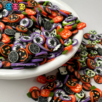 Halloween Mix Ghost Spiders Jack-O-Lanterns Ghouls And Candy Corn Fake Clay Sprinkles Decoden Fimo