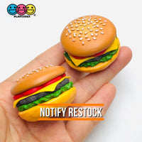 Hamburger Realistic Burgers Charms Cabochons Fake Food Miniature 4 pcs Charm