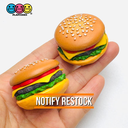 Hamburger Realistic Burgers Charms Cabochons Fake Food Miniature 4 pcs Charm