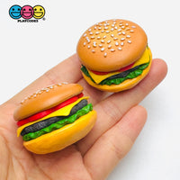 Hamburger Realistic Burgers Charms Cabochons Fake Food Miniature 4 pcs Charm
