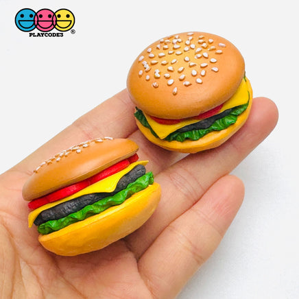 Hamburger Realistic Burgers Charms Cabochons Fake Food Miniature 4 pcs Charm