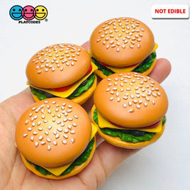 Hamburger Realistic Burgers Charms Cabochons Fake Food Miniature 4 pcs Charm