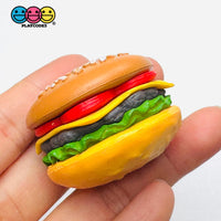 Hamburger Realistic Burgers Charms Cabochons Fake Food Miniature 4 pcs Charm