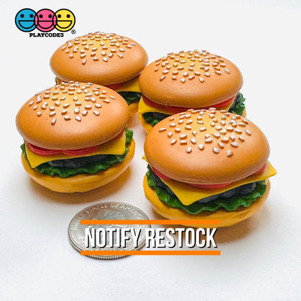 Hamburger Realistic Burgers Charms Cabochons Fake Food Miniature 4 pcs Charm