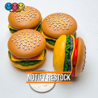 Hamburger Realistic Burgers Charms Cabochons Fake Food Miniature 4 pcs Charm