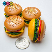 Hamburger Realistic Burgers Charms Cabochons Fake Food Miniature 4 pcs Charm