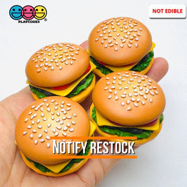 Hamburger Realistic Burgers Charms Cabochons Fake Food Miniature 4 pcs Charm