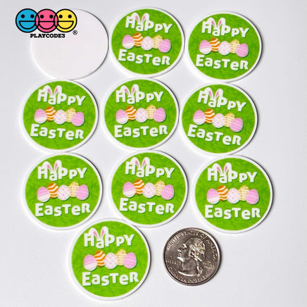 Happy Easter Theme Bunny Rabbit Eggs Planars Holiday Planar Decoden 10 Pcs Happy Easter Round