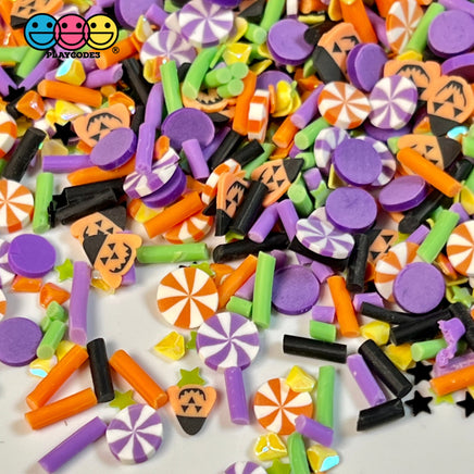 Happy Jack-O-Lantern Halloween Mix Fimo Glitter Stars Diamonds Fake Polymer Clay Sprinkles Jimmies