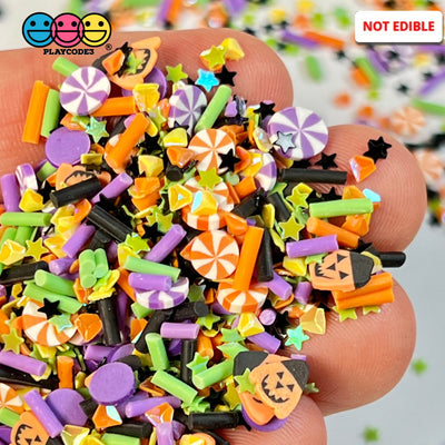 Happy Jack-O-Lantern Halloween Mix Fimo Glitter Stars Diamonds Fake Polymer Clay Sprinkles Jimmies