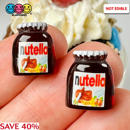 Hazelnut Spread Jar Miniature Can Dollhouse Fake Mini Charm Cabochons 10 Pcs