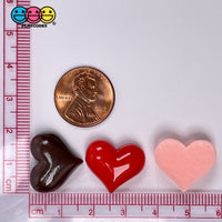 Heart Shape Flatback Charm Mini Valentine Red Pink Chocolate Valentines Day Cabochons 10 Pcs
