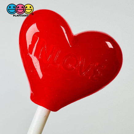 Heart Shape Lollipops Red Inlove Fake Candy Charm Valentines Day Charms Cabochons 10 Pcs Playcode3