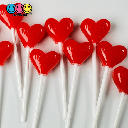 Heart Shape Lollipops Red Inlove Fake Candy Charm Valentines Day Charms Cabochons 10 Pcs Playcode3
