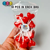 Heart Shape Lollipops Red Inlove Fake Candy Charm Valentines Day Charms Cabochons 10 Pcs Playcode3