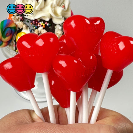 Heart Shape Lollipops Red Inlove Fake Candy Charm Valentines Day Charms Cabochons 10 Pcs Playcode3