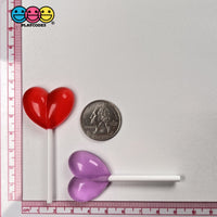 Heart Shape Lollipops Transparent Fake Candy Charm Valentines Day Charms Cabochons 10 Pcs