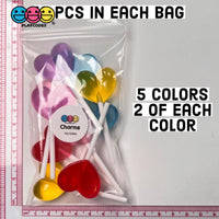 Heart Shape Lollipops Transparent Fake Candy Charm Valentines Day Charms Cabochons 10 Pcs