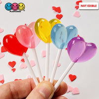 Heart Shape Lollipops Transparent Fake Candy Charm Valentines Day Charms Cabochons 10 Pcs