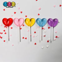 Heart Shape Lollipops Transparent Fake Candy Charm Valentines Day Charms Cabochons 10 Pcs