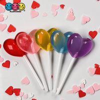 Heart Shape Lollipops Transparent Fake Candy Charm Valentines Day Charms Cabochons 10 Pcs