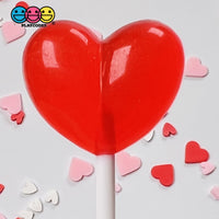 Heart Shape Lollipops Transparent Fake Candy Charm Valentines Day Charms Cabochons 10 Pcs