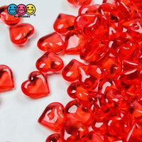 Heart Shape Red Translucent Fake Beads Acrylic Bead Valentines Day No Holes 10 Mm