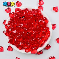 Heart Shape Red Translucent Fake Beads Acrylic Bead Valentines Day No Holes 10 Mm
