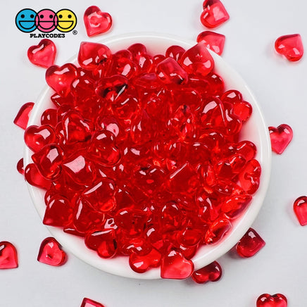 Heart Shape Red Translucent Fake Beads Acrylic Bead Valentines Day No Holes 10 Mm